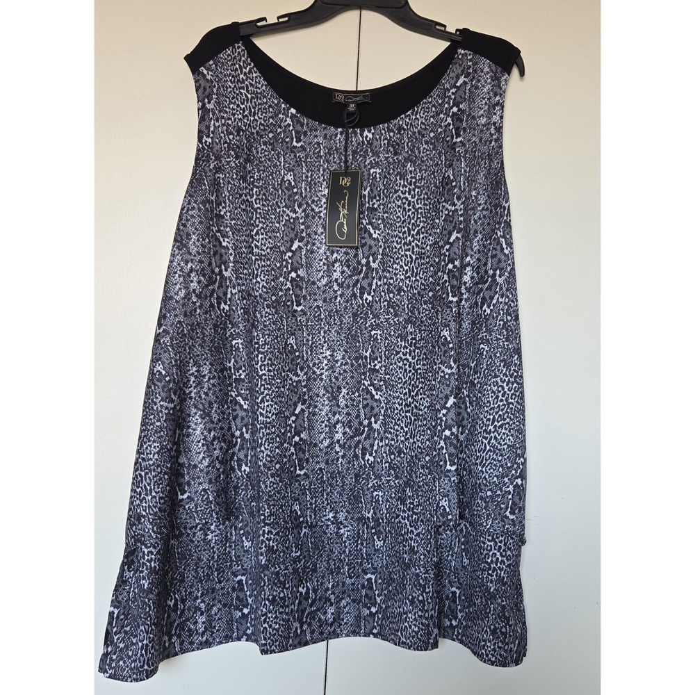 DG2 by DIANE GILMAN Animal Print Polyester/Cotton Sleeveless Top Sz 3X ~NWT ~